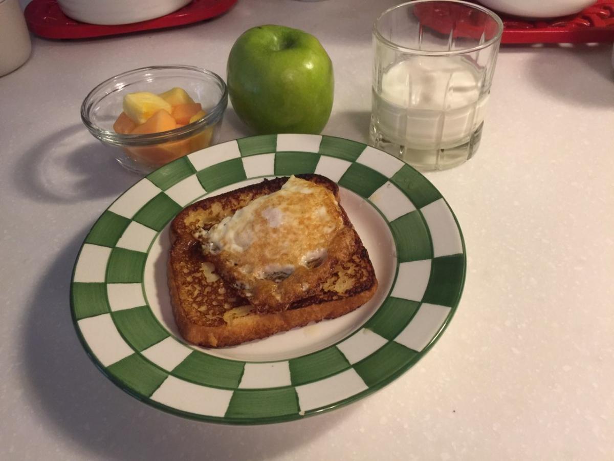 Egg, Toast, and Fresh Fruit Breakfast, a breakfast idea